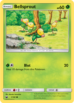 Common Pokémon card Bellsprout 1/168 from Celestial Storm expansion