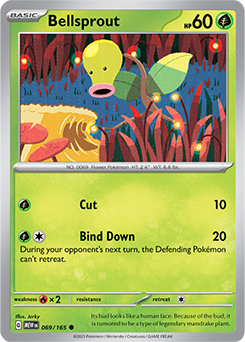 Common Pokémon card Bellsprout 69/165 from 151 expansion