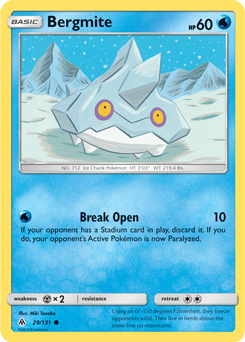 Common Pokémon card Bergmite 29/131 from Forbidden Light expansion