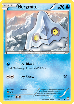 Common Pokémon card Bergmite 36/114 from Steam Siege expansion