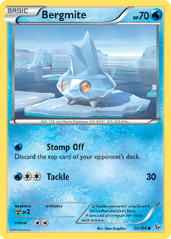 Common Pokémon card Bergmite 30/106 from Flashfire expansion