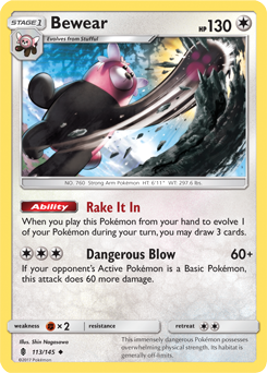 Bewear 113/145 Pokémon card from Guardians Rising for sale at best price
