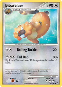 Uncommon Pokémon card Bibarel 51/147 from Supreme Victors expansion