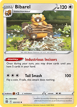 Rare Holo Pokémon card Bibarel 121/172 from Brilliant Stars expansion