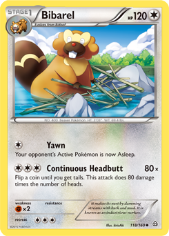 Uncommon Pokémon card Bibarel 118/160 from Primal Clash expansion