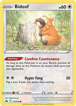 Bidoof 111/159 Pokémon card from Crown Zenith for sale at best price