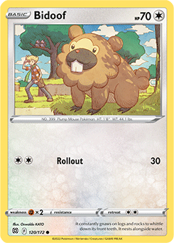 Common Pokémon card Bidoof 120/172 from Brilliant Stars expansion