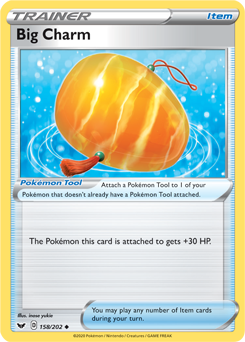 Uncommon Pokémon card Big Charm 158/202 from Sword & Shield expansion