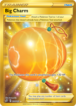 Secret Gold Pokémon card Big Charm 206/192 from Rebel Clash expansion