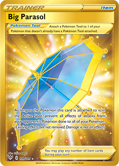 Secret Gold Pokémon card Big Parasol 199/189 from Darkness Ablaze expansion