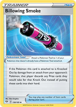 Uncommon Pokémon card Billowing Smoke 158/189 from Darkness Ablaze expansion