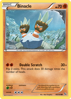Common Pokémon card Binacle 48/106 from Flashfire expansion