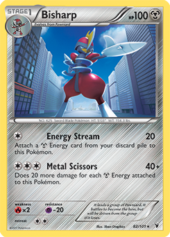 Rare holo Pokémon card Bisharp 82/101 from Noble Victories expansion