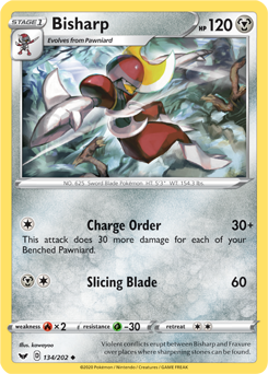 Uncommon Pokémon card Bisharp 134/202 from Sword & Shield expansion