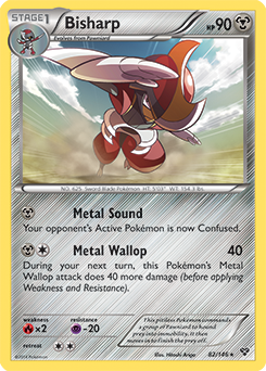 Rare Pokémon card Bisharp 82/146 from X&Y expansion