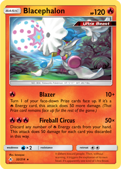 Rare Pokémon card Blacephalon 32/214 from Unbroken Bonds expansion