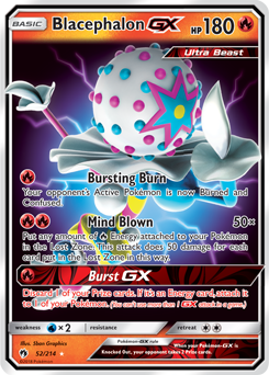Pokémon GX Pokémon card Blacephalon GX 52/214 from Lost Thunder expansion