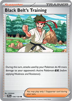 Common Pokémon card Black Belt's Training 144/159 from Journey Together expansion