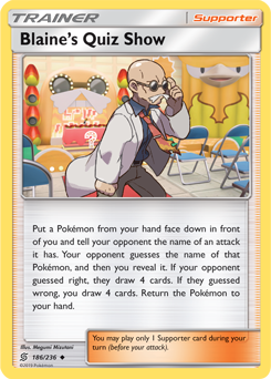 Blaine's Quiz Show 186/236 Pokémon card from Unified Minds for sale at best price