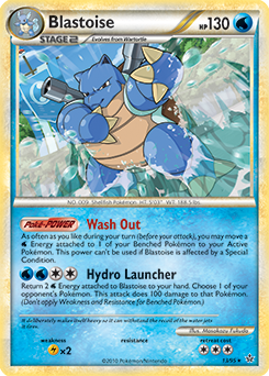 Rare Pokémon card Blastoise 13/95 from Unleashed expansion