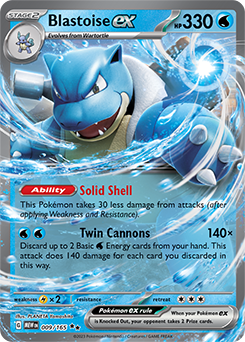Double rare Pokémon card Blastoise ex 9/165 from 151 expansion