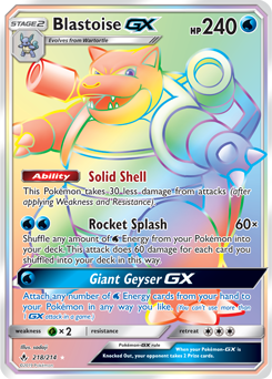 Carte Pokémon Tortank GX 218/214 de la série Alliance Infallible en vente au meilleur prix