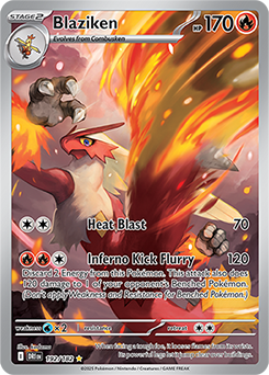 Illustration rare Pokémon card Blaziken 192/182 from Destined Rivals expansion