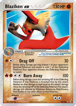 Pokémon ex Pokémon card Blaziken EX 90/100 from Ex Crystal Guardians expansion