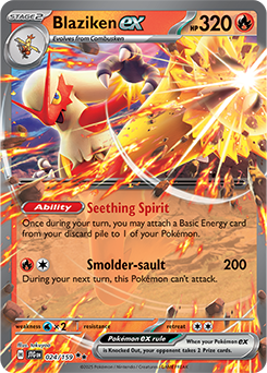 Double rare Pokémon card Blaziken ex 24/159 from Journey Together expansion