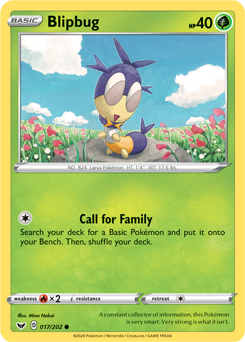 Common Pokémon card Blipbug 17/202 from Sword & Shield expansion