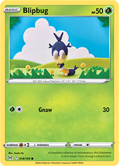 Common Pokémon card Blipbug 018/196 from Lost Origin expansion