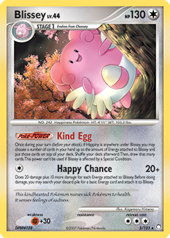 Rare holo Pokémon card Blissey 5/123 from Mysterious Treasures expansion