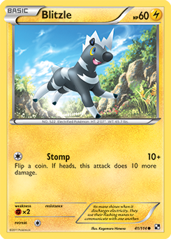 Common Pokémon card Blitzle 41/114 from Black & White expansion