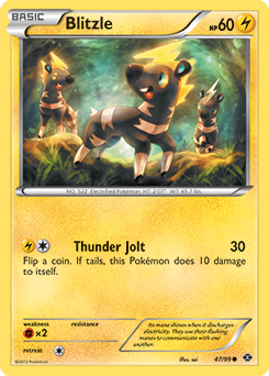 Common Pokémon card Blitzle 47/99 from Next Destinies expansion
