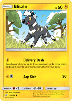 Common Pokémon card Blitzle 44/181 from Team Up expansion