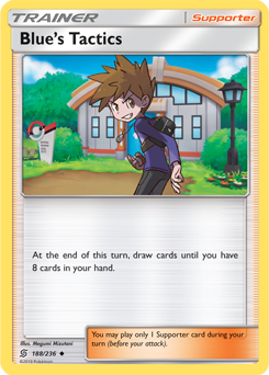 Uncommon Pokémon card Blue's Tactics 188/236 from Unified Minds expansion