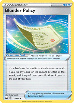 Uncommon Pokémon card Blunder Policy 131/172 from Brilliant Stars expansion