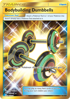 Bodybuilding Dumbbells 161/147 Pokémon card from Burning Shadows for sale at best price