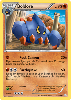Uncommon Pokémon card Boldore 66/124 from Dragons Exalted expansion