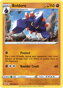 Uncommon Pokémon card Boldore 87/203 from Evolving Skies expansion