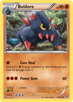 Uncommon Pokémon card Boldore 49/119 from Phantom Forces expansion