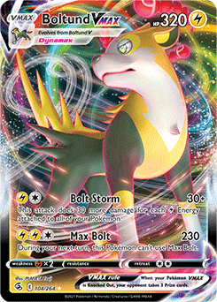 Ultra rare VMAX Pokémon card Boltund VMAX 104/264 from Fusion Strike expansion