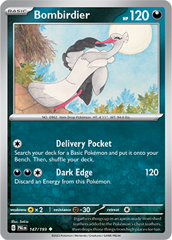 Uncommon Pokémon card Bombirdier 147/193 from Paldea Evolved expansion