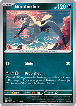 Common Pokémon card Bombirdier 101/159 from Journey Together expansion