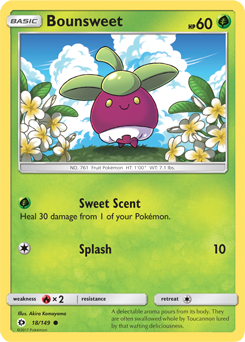 Common Pokémon card Bounsweet 18/149 from Sun & Moon expansion