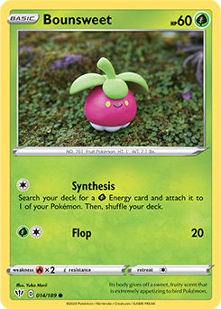 Common Pokémon card Bounsweet 14/189 from Darkness Ablaze expansion