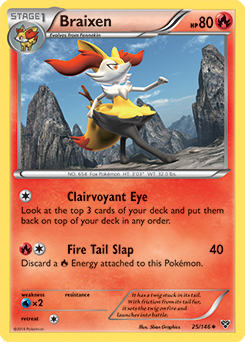 Uncommon Pokémon card Braixen 25/146 from X&Y expansion