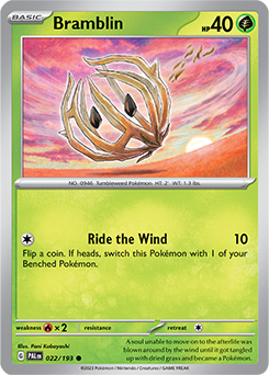 Common Pokémon card Bramblin 022/193 from Paldea Evolved expansion