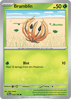 Common Pokémon card Bramblin 023/193 from Paldea Evolved expansion