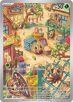 Illustration rare Pokémon card Bramblin 198/193 from Paldea Evolved expansion